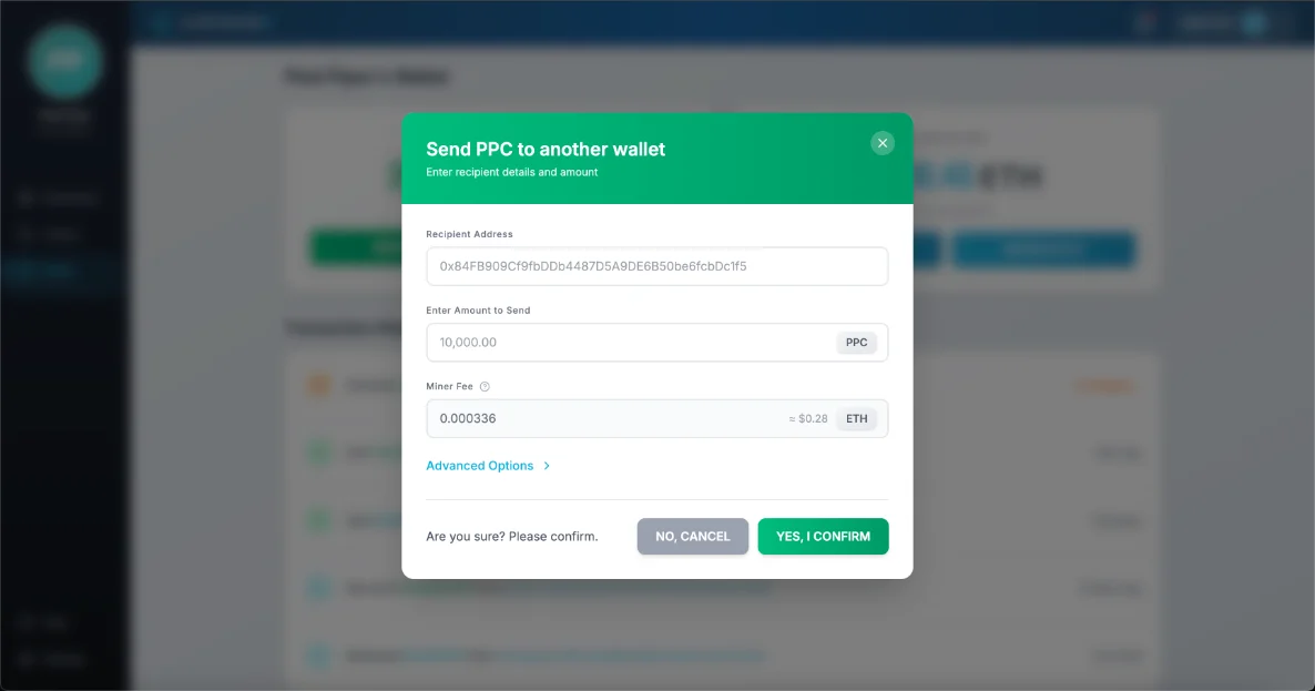 CapchainX — Send Tokens
