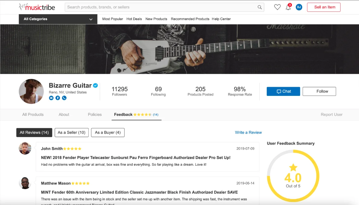 Free MusicTribe — Seller Profile